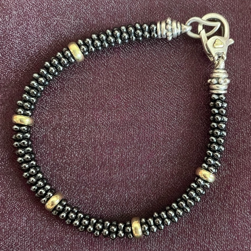 LAGOS 5mm Black and Gold Caviar Bracelet
